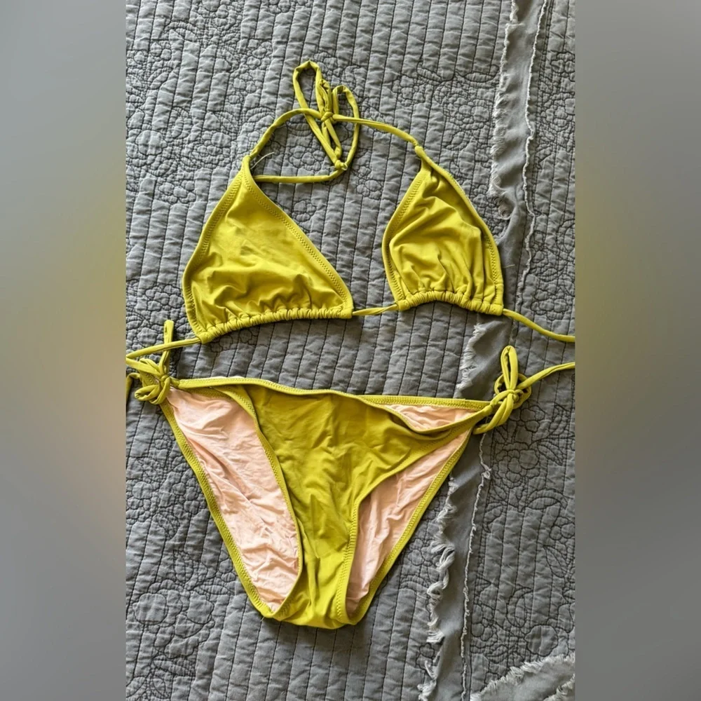 Bright Yellow + Green Bikini Set